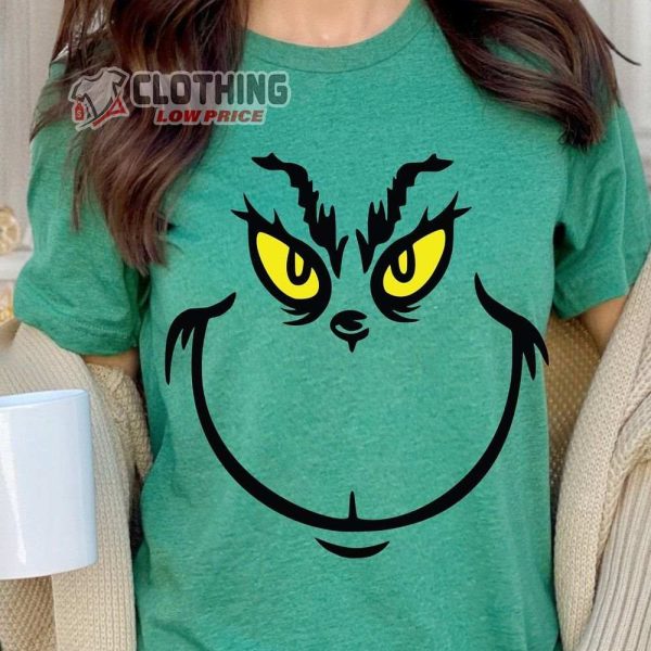 Grinch Face Christmas Merch, The Grinch Christmas Sweatshirt Ugly Christmas Sweater Party Sweatshirt