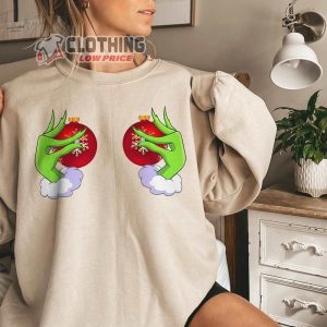 Grinchs Hand Is On The Breast Sweatshirt Grinch Hand Christmas Shirt Funny Grinch Shirt 2