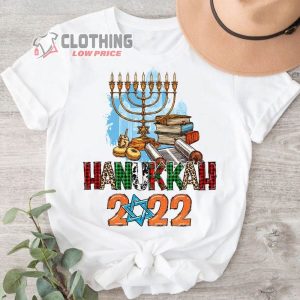 Hanukkah 2022 Menorah 9 Candles Lighting Shirt, Jewish Chanukah Festival Of Light Leopard Hanukkah Sweatshirt