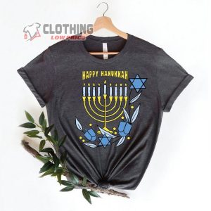 Happy Hanukah Symbols Shirt, Jewish Hanukkah Menorah Sweater, Jewish Candles Hanukkah Gifts Festival Lights Sweatshirt