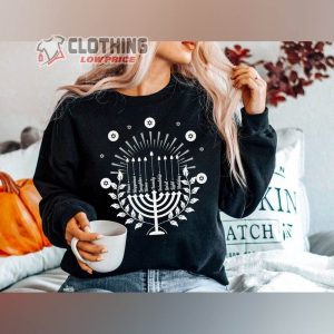 Happy Hanukkah Blessings Menorah Candles Lighting Sweater Jewish Hanukkah Gift Ideas Sweatshirt2