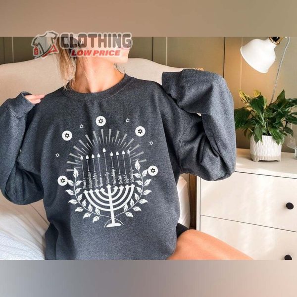 Happy Hanukkah Blessings Menorah Candles Lighting Sweater, Jewish Hanukkah Gift Ideas Sweatshirt