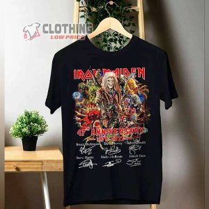 Iron Maiden 47Th Anniversary Tour 2022 Signatures Merch, Iron Maiden Future Past Tour 2023 T-Shirt