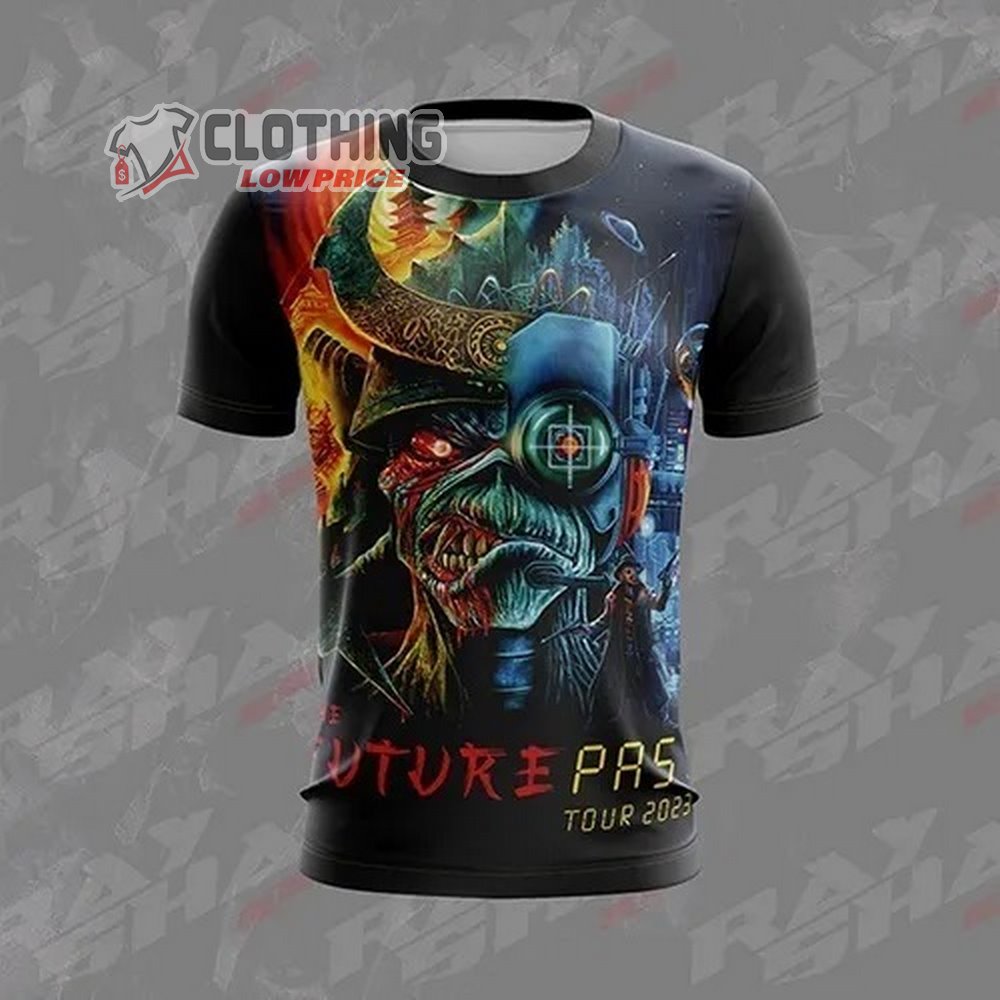 Iron Maiden The Future Past Tour 2023 Dates Merch, Iron Maiden Concert Setlist Shirt, Iron Maiden 2023 Tour 3D T-Shirt All Over Printed