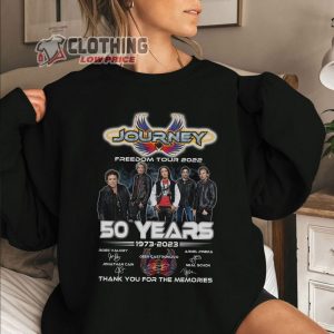 Journey Freedom Tour 2023 Merch Journey Tour 50 Years Thank You For The Memories 1973-2023 Signature T-Shirt