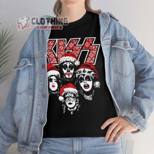 KISS Christmas Album Cover With Santa Hats Shirt KISSMas Red Christmas Sweater Kiss band Tour Merch 1