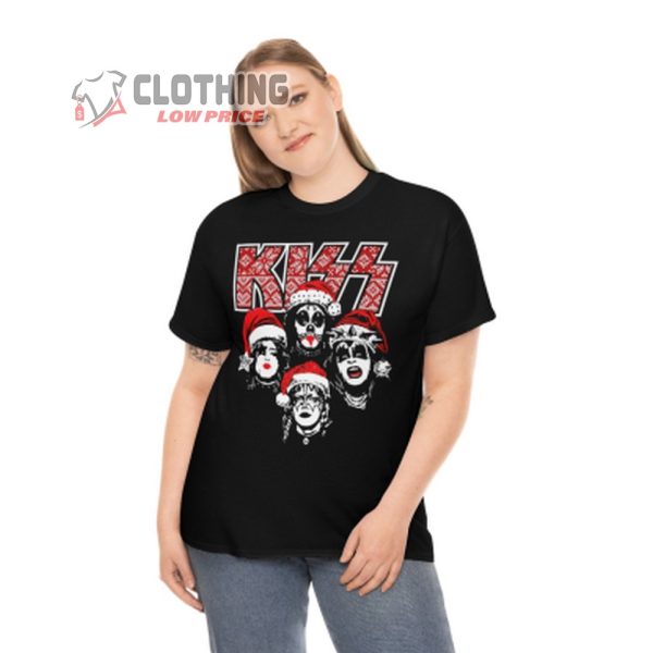 KISS Christmas Album Cover With Santa Hats Shirt, KISSMas Red Christmas Sweater, Kiss band Tour Merch