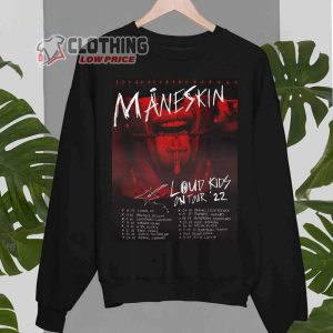 Maneskin Loud Kids On Tour 2022 Setlist Merch, Maneskin Chicago Toronto New York Washington T-Shirt
