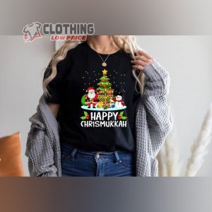 Merry Happy Chrismukkah Sweater Happy Hanukkah Christmas Jewish Menorah T Shirt Santa Claus Sn3