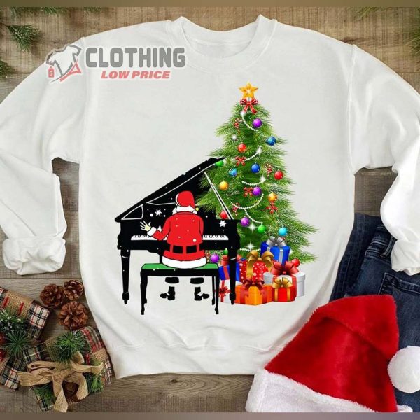 Piano Santa Claus Playing Piano Merch Christmas Sweatshirt Santa Claus Tracker T Shirt
