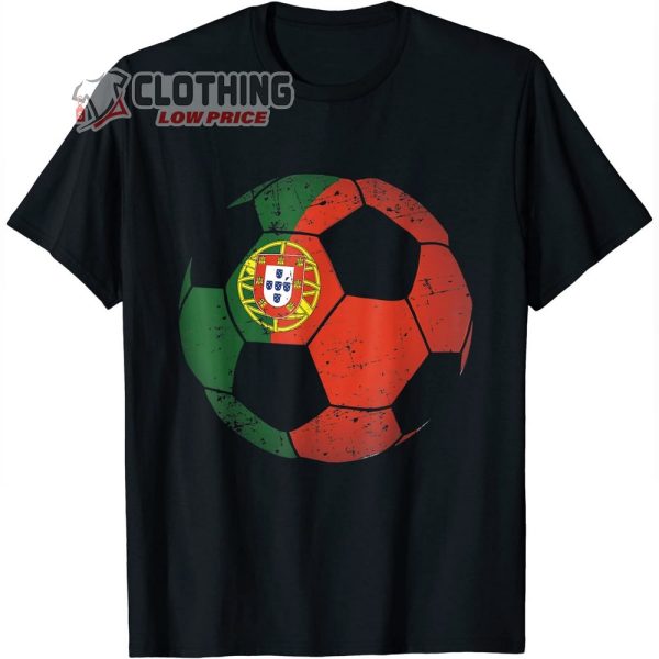 Portugal Soccer Ball Flag Qatar 22 Shirt Portuguese Football Team FIFA World Cup 2022 Qatar T-Shirt