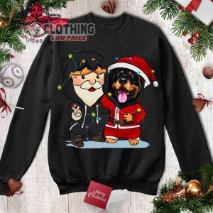 Rottweiler and Santa Claus friends Christmas Merch, Christmas Family Vacation Shirt