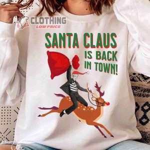 Santa Claus Is Back In Town Merch Elvis Riding Reindeer Shirt Funny Elvis Presley Sweater