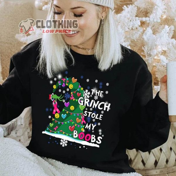 Stole My Boobs Merch The Grinch Hands Merch Happy Christmas Shirt Funny Grinch Hoodie