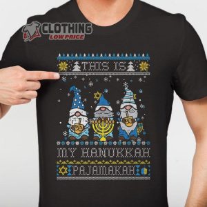 This Is My Hanukkah Pajamakah Hoodie Funny Gnomes Christmas And Hanukkah Menorah Symbols Sweater Chrismuk2