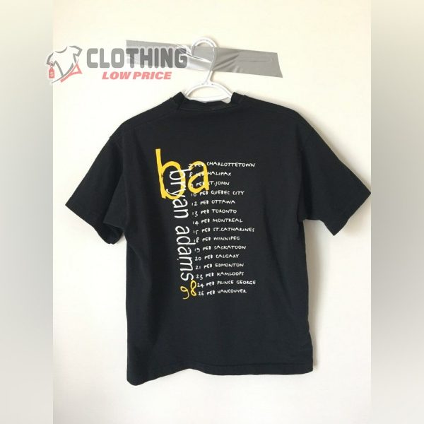 All For Love Bryan Adams Lyrics Merch, 1998 Bryan Adams Tour Shirt, Something About Christmas Time Bryan Adams Lyrics T- Shirt