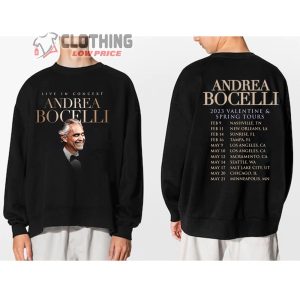 Andrea Bocelli 2023 Valentine and Spring Tour Dates Merch, Andrea Bocelli 2023 Tour Tampa Shirt, Andrea Bocelli Concert 2023 Sweatshirt