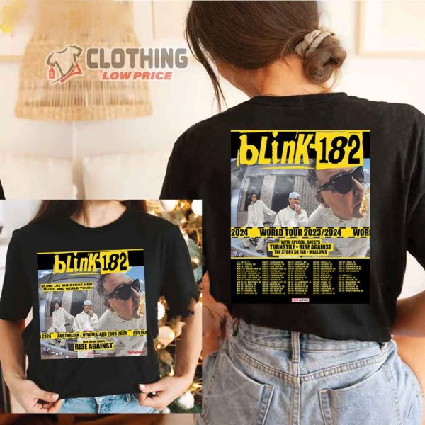 Blink-182 World Tour 2023-2024 With Special Guests Merch Blink-182 Announce New Music And World Tour Shirt Blink-182 Tour 2023-2024 Setlist T-Shirt