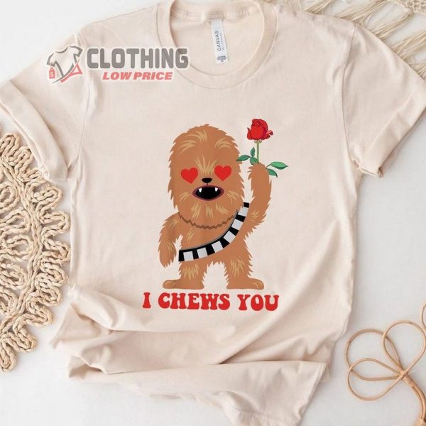 Chewbacca Valentines I Chews You Png Merch, Star Wars Valentine Chewbacca Hold Rose Shirt