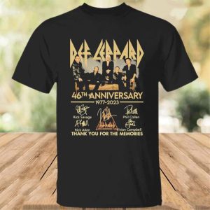 Def Leppard 46Th Anniversary 1977-2023 Merch Def Leppard 46Th Anniversary 1977-2023 Thank You For The Memories Signatures Shirt Def Leppard World Tour 2023 T-Shirt