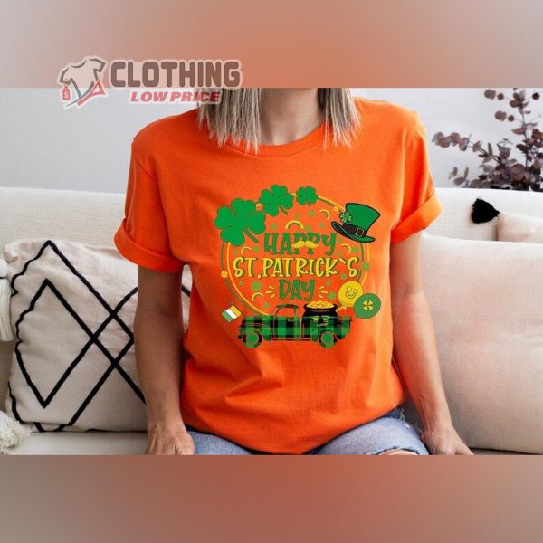 Funny St.patrick’s Day Shirt, St Patricks Day Gifts T- Shirt, Happy St Patrick’s Day Rainbow Leopard Print Shamrock Irish T- Shirt