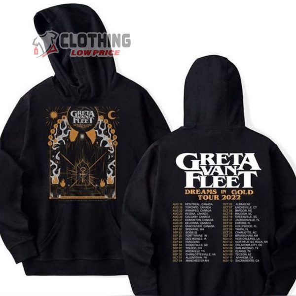 Greta Van Fleet – Dreams In Gold Tour 2022 Shirt, Greta Van Fleet Concert Outfit Shirt, Greta Van Fleet New Orleans Shirt Hoodie