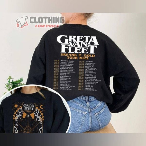 Greta Van Fleet – Dreams In Gold Tour 2022 Shirt, Greta Van Fleet Concert Outfit Shirt, Greta Van Fleet New Orleans Shirt Hoodie