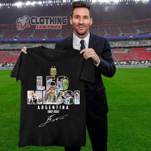 Lionel Messi Kiss World Cup Trophy Signature Merch Lionel Messi Won Golden Ball Shirt Argentina Won The World Cup Champions T Shirt2 sweatshirt