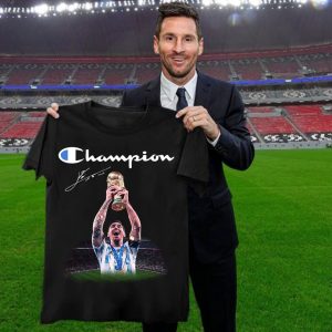Lionel Messi Lift World Cup 2022 Champions Signature Shirt, Messi World Cup Goals Merch, Messi Won Golden Ball T-Shirt