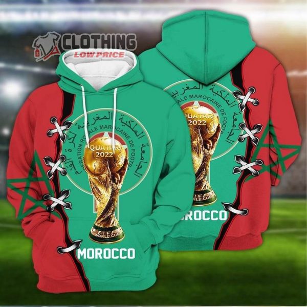 Morocco VS France Fifa World Cup Qatar 2022 Hoodie Moroccan Flag Football Soccer Support Morocco Hoodie