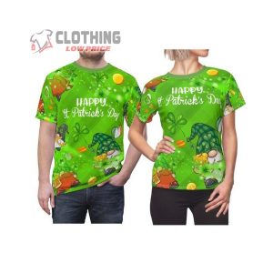 Patrick’s Day Gnomes Shamrocks All Over Print Shirts, Happy St Patrick’s Day Leprechaun Gnomies Costume, St Patricks Day Gifts, Patrick Day 2023 Shirt