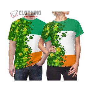 Patrick’s Day Ireland Flag Shamrocks All Over Print Shirts, Patrick Day 2023 Shirt, St Patricks Day Gifts, St Patricks Day Baby Outfit Shirt
