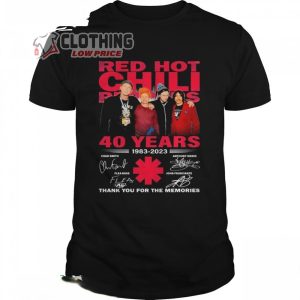Red Hot Chili Peppers 40 years Tour 2023 Merch Red Hot Chili Peppers 40 years 1983-2023 Thank You For The Memories Tour T-Shirt