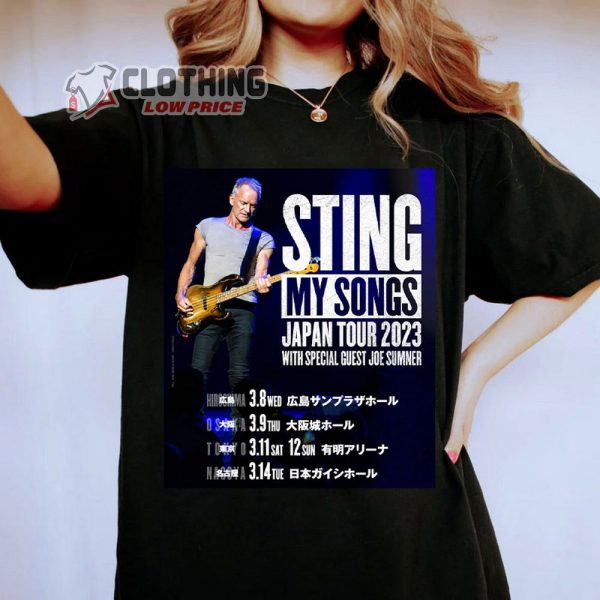 Sting My Songs Japan Tour 2023 With Joe Summer Merch, Sting Album Songs Shirt, Sting Concert 2023 Japan Dates T-Shirt