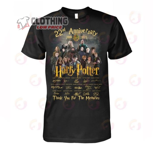22nd Anniversary 2001 2023 Harry Potter Merch Harry Potter 22nd Anniversary Thank You For The Memories T Shirt