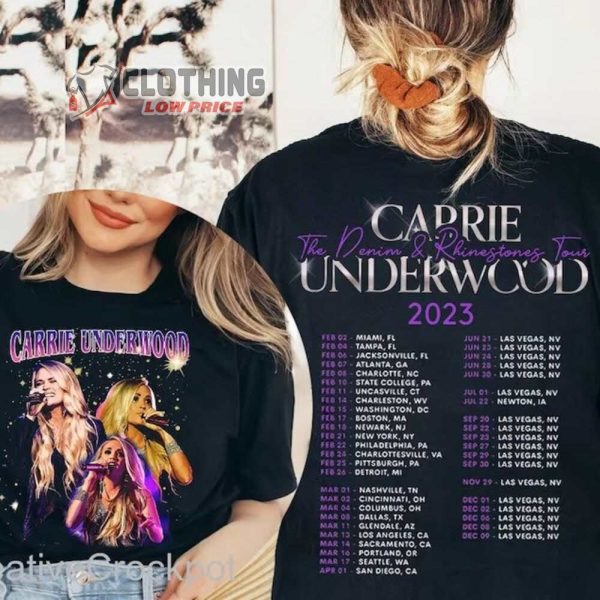 Carrie Underwood Denim And Rhinestones Tour 2023 Setlist Merch Denim And Rhinestones Tour 2023 Shirt Carrie Underwood World Tour 2023 T-Shirt