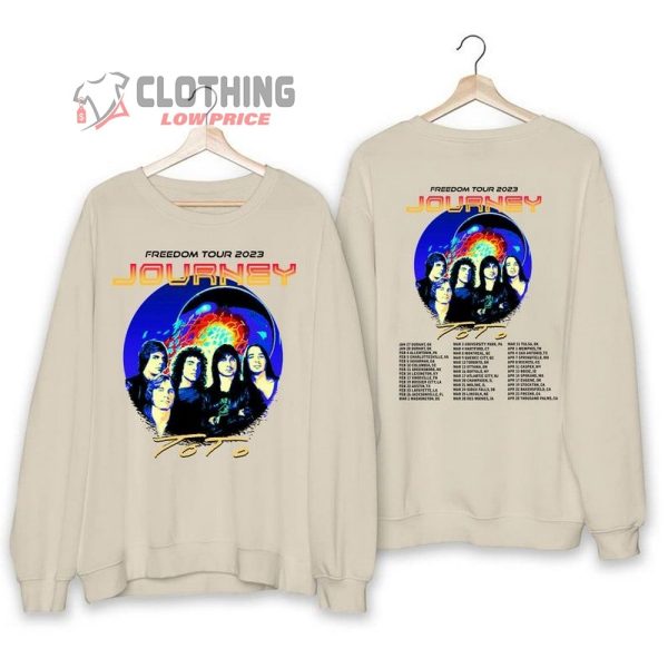 Journey 2023 Freedom Tour Unisex T-Shirt, 2023 Journey Tour With Special Guest ToTo Sweatshirt, Journey Concert Tee, Journey Band Gift For Fan Merch