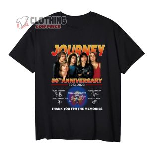 Journey 50Th Anniversary 1973-2023 Thank You For The Memories Merch Journey 50Th Anniversary Signatures Shirt Journey Freedom Tour 2023 T-Shirt