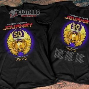 Journey Freedom Tour 2023 Merch Journey 50Th Anniversary Shirt Journey 2023 Freedom Tour With Special Guest ToTo T-Shirt