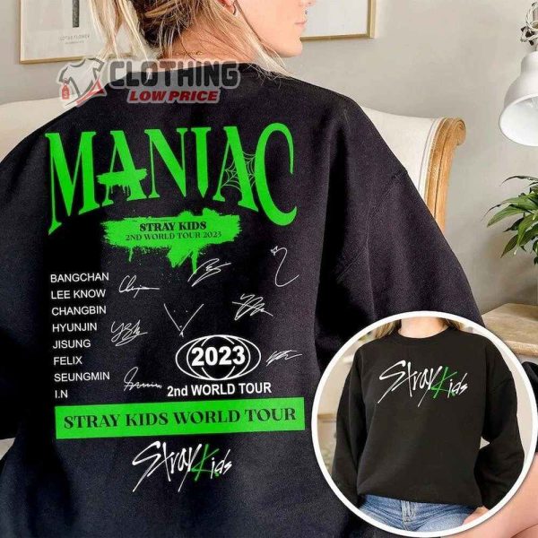 Maniac World Tour 2023 Sweatshirt, Stray Kids Maniac Tour 2023 Unisex T-Shirt, Stray Kids New Concert Shirt, Stray Kids Sweatshirt