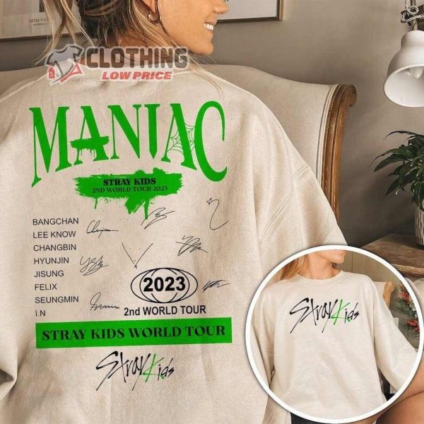 Maniac World Tour 2023 Sweatshirt, Stray Kids Maniac Tour 2023 Unisex T-Shirt, Stray Kids New Concert Shirt, Stray Kids Sweatshirt