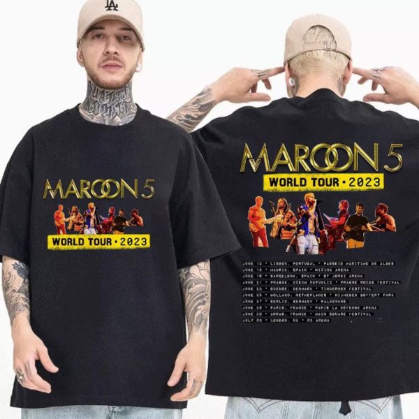 Maroon 5 World Tour 2023 Merch Maroon 5 World Tour 2023 Setlist Shirt Maroon 5 Concert 2023 T-Shirt