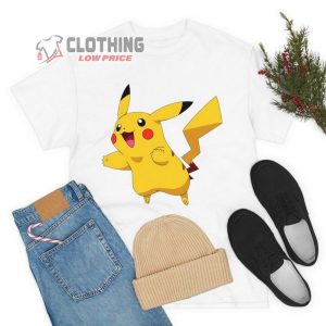 Pikachu Unisex Heavy Cotton Tee Cute Pikachu Tee Matching Group Kids And Adult Shirt Personalized Pokemon Short Sleeve Shirt