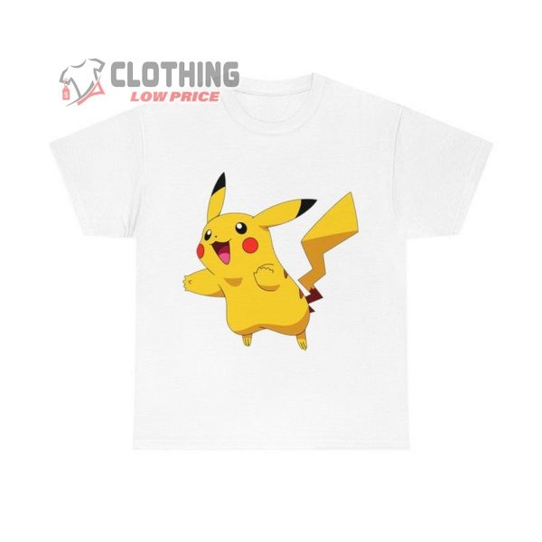 Pikachu Unisex Heavy Cotton Tee Cute Pikachu Tee Matching Group Kids And Adult Shirt Personalized Pokemon Short Sleeve Shirt