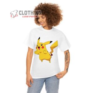 Pikachu Unisex Heavy Cotton Tee Cute Pikachu Tee Matching Group Kids And Adult Shirt Personalized Pokemon Short Sleeve Shirt 4