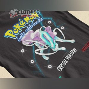 Pokemon Crystal Inspired Retro Graphic Tee Anime T Shirt Suicune Cover Art Gift Idea Present For Him For Her Pokemon Inspired T Shirt 2