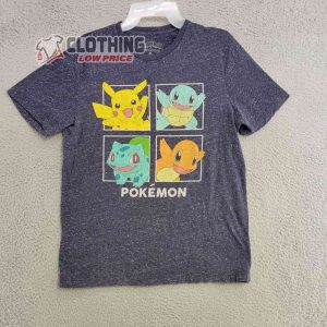 Pokemon Shirt Mens  Medium Dark Blue Short Sleeve Pikachu Charmander T-Shirt Pokemon Inspired T-Shirt