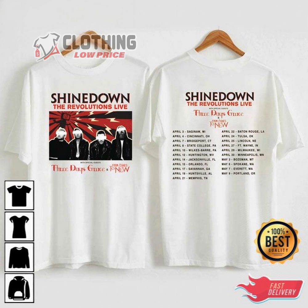 Limited Shinedown Music Shirt, Merch Vintage Revolutions Live Tour 2023  Tickets Album Planet Zero Graphic Tee 90s Y2K Gi