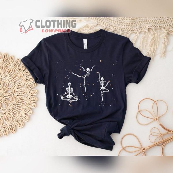 Skeletons And Stars Dancing T-Shirt, Yoga Skeletons In The Stars Merch