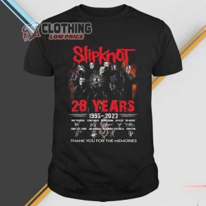 Slipknot 28 Years 1995-2023 Thank You For The Memories Merch Slipknot 28 Years 1995-2023 Signatures Shirt Slipknot World Tour 2023 T-Shirt